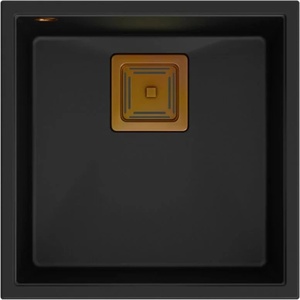 Quadron Unique David 40 композитна мивка за под плот, въглеродно черно - медна 42x42 см (HQD4242U7-C1) Мивка за вграждане