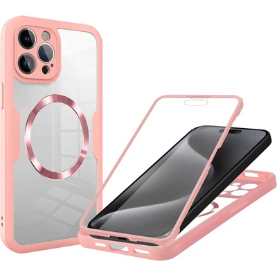 Techsuit Калъф за iPhone 15 Pro Max + Протектор - ColorVerse 360 MagSafe MagSafe Series - розов