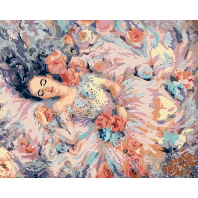 ZUTY Malování podle čísel ŽENA OBKLOPENA RŮŽEMI 80 x 100 cm
