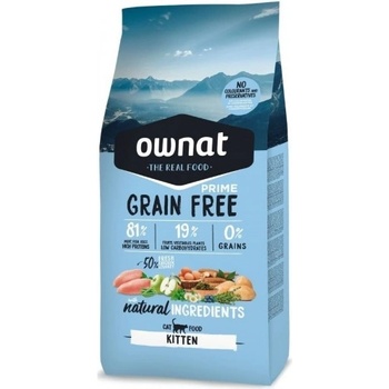 OWNAT Grain Free PRIME KITTEN - Натурална суха храна БЕЗ зърнени култури за растящи котенца, бременни и кърмещи котки, с 81% качествено месо, пиле и пуйка - 3 кг, Испания - 115111