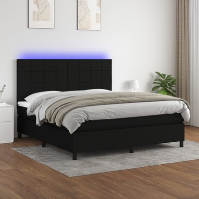 Petrashop 3134895 boxspring postel s matrací a LED černá textil
