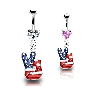 Šperky eshop piercing do pupíku americký mír W39.21 čirá