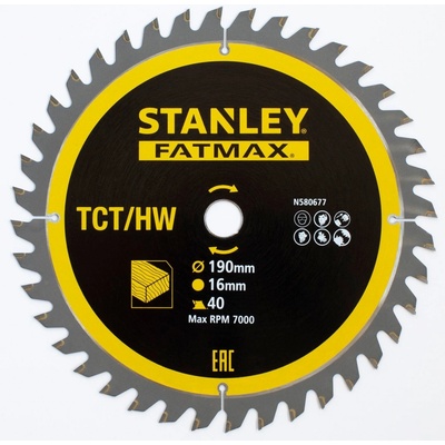 Stanley 13365 Pilový kotouč TCT/HM pro příčné řezy 190 x 16 x 1 mm, 40 zubů – Zboží Dáma