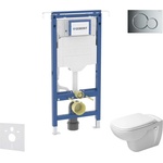 Geberit Duofix - Комплект от предстена инсталация, тоалетна чиния и седалка Duravit D-Code, бутони Sigma01, Rimless, SoftClose, лъскав хром SANI11CP1100 (SANI11CP1100)