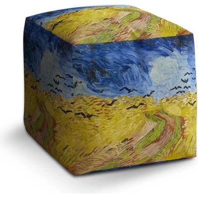Sablio Taburet Kocka Pšeničné pole s vránami - Vincent van Gogh: 40x40x40 cm