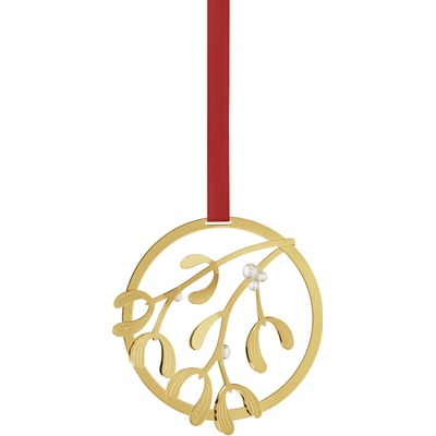Georg Jensen Pozlacená vánoční ozdoba Mistletoe, zlatá barva, kov