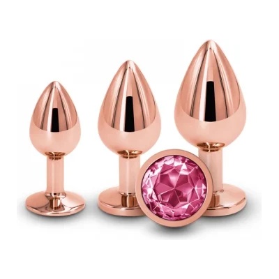NS Novelties 3 бр. метални анални разширители с розов кристал Rear златисти