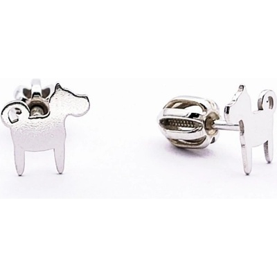 Zlato-minerály stříbrné náušnice pes SUS02878mn