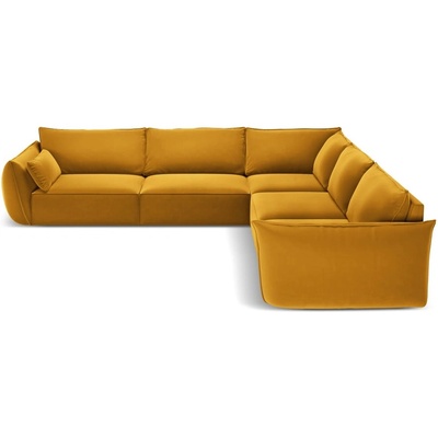 Mazzini Sofa Кадифен ъглов диван в цвят горчица Vanda - Mazzini Sofas (MAZ_COR_51_F1_VANDA4)