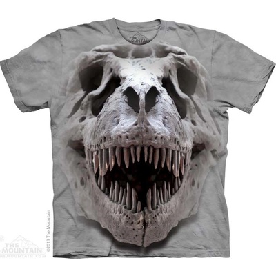 The Mountain pánske batikované tričko T-Rex Big Skull sivé