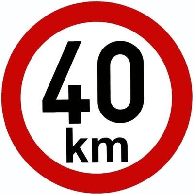 Samolepka konstrukční rychlosti 40 km, průměr 19 cm