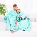 DecoKing Lazy Detská deka s rukávmi tyrkysová