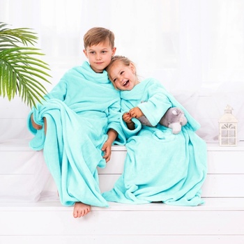 DecoKing Lazy Detská deka s rukávmi tyrkysová