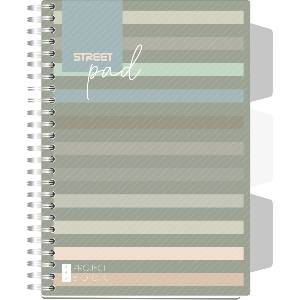 STREET Тетрадка Street Pad, А5, спирала, PP, 100 листа, широки редове, stripes 3e (30657-А-STRIPES ЗЕ)