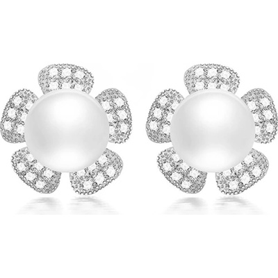 Grace Silver Jewellery stříbrné s říční perlou Holly E1335 bílá