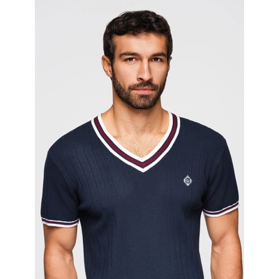 Ombre Clothing Мъжка вискозна тениска със змийски деколте - тъмно синя V2 OM-TSCT-0266 Ombre Clothing Ombre Clothing | Sin | МЪЖЕ | M