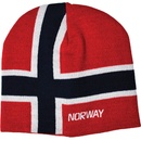 Pletená NORWAY s norskou vlajkou červená