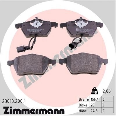 Sada brzdových destiček, kotoučová brzda ZIMMERMANN 23018.200.1