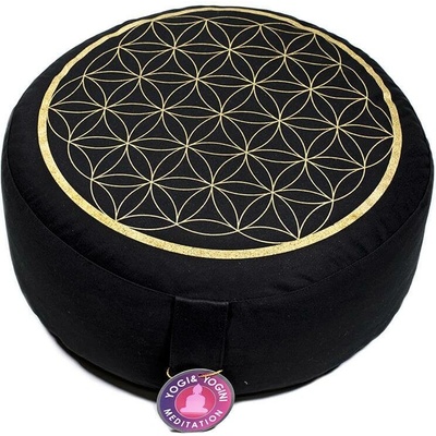 Yogi & Yogini Polštář na meditaci Květ Života - Černo-zlatý