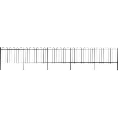 OMAXI Zahradní plot s obloukem nahoře ocelový 838 x 120 cm černý 710907