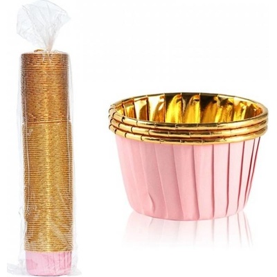 Cake Star Alobalové pevné košíčky na muffiny růžové se zlatým vnitřkem (50 ks)