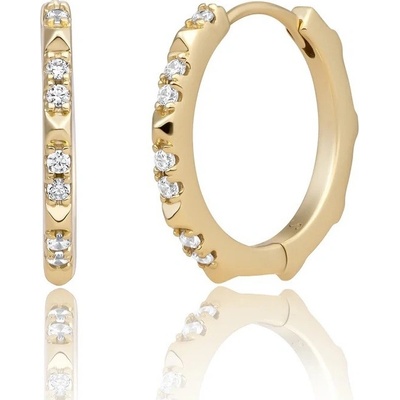 Sparkling Jewels Kruhové pozlátené náušnice s kubickými zirkónmi EAG31