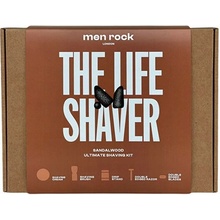 MenRock, The Life Shaver Sandalwood sada krém na holenie 100 ml + štetka na holenie + stojan na štetku + holiaci strojček + žiletky