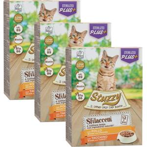 Stuzzy Cat Shreds MULTIPACK стерилизиранo накъсано пилешко и пуешко месо 3 x (12 x 85 г)
