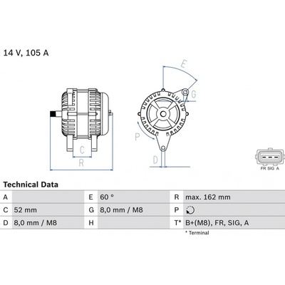 Alternátor BOSCH 0 986 081 090