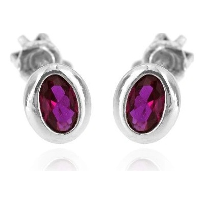 Zlatnictví U Kostela stříbrné náušnice červené oválky 304č