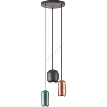 Redo Group 01-3480 - Пендел BOOM 3xGU10/10W/230V Ø 33 см черен/зелен/кафяв (UN1634)
