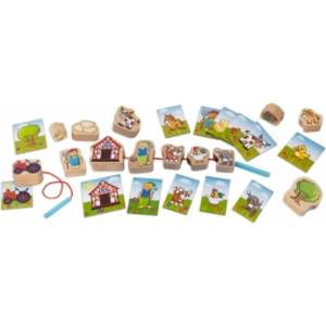 Eichhorn Дървена игра за нанизване Eichhorn 100005200 Ферма, 13 части