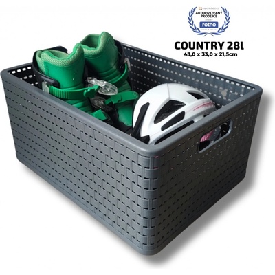 Rotho košík Country 28l 44 x 33 antracit