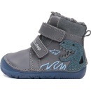 D.D.Step W073-52943 dětské zimní barefoot boty modrý dinosaurus modrá