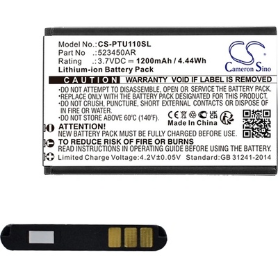 Cameron Sino Li-Ion батерия 3.7V/1200mAh, съвместима с Panasonic 523450AR, ЧЕРНА CS-PTU110SL (CS-PTU110SL)