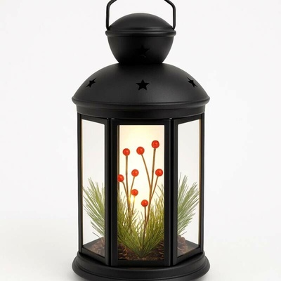 Emos DCLV15 LED dekorace vánoční lucerna se svíčkami černá 35,5 cm 3x C vnitřní vintage