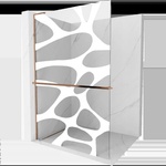 Mexen Kioto+ L душ екран с рафт Walk-in 80 x 200 cm, бяла вълна, розово злато - 800-080-123-60-97 (800-080-123-60-97)
