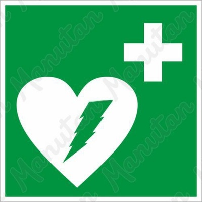 Manutan Defibrilátor, samolepka 200 x 200 x 0,4 mm, fotoluminiscenčná