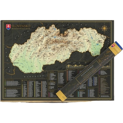 Stírací mapa Slovensko, 84,1 x 59,4 cm – přírodopisná