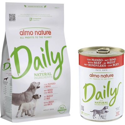Almo Nature Daily pro všechna plemena hovězí a rýže 1,2 kg
