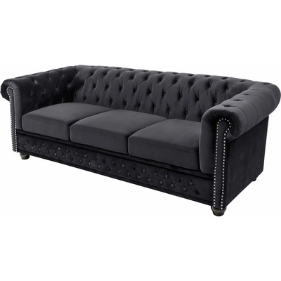 Interior DE Pohovka Chesterfield 3M 205 cm černá samet POH47033