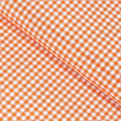 Dekorační látka Rebeka RE-006 Oranžovo-bílá kostka malá - šířka 140 cm