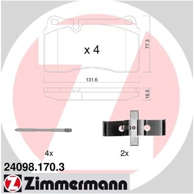 ZIMMERMANN Sada brzdových platničiek kotúčovej brzdy 240981703