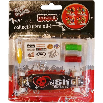 Grip & Tricks Играчка за пръсти long board, черен, с череп (gt-f-lb-black)