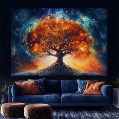 Obraz na plátně - Zářící strom života s vesmírem FeelHappy.cz Velikost obrazu (šířka x výška): 60 x 40 cm