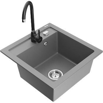 Mexen Vito гранитна мивка с 1 отделение с кухненски смесител Telma, сив - 6503-71-670200-70 (6503-71-670200-70)
