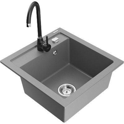 Mexen Vito гранитна мивка с 1 отделение с кухненски смесител Telma, сив - 6503-71-670200-70 (6503-71-670200-70)