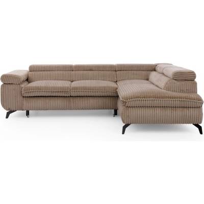 ROPEZ Кафяв ъглов диван от рипсено кадифе (десен ъгъл L форма) Marbeya - Ropez (Marbeya Narożnik L z f.spania - Prawa OT Tilia 17 ( Davis ) Czarny Mat)