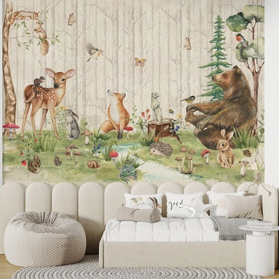 Catalog 2026 Фототапет за детска стая с мечка и горски животни - Woodland Friends