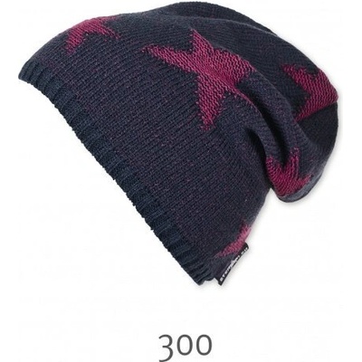 Sterntaler Плетена детска шапка за момичета тъмносиня с лилави звезди и поларена подплата, Sterntaler